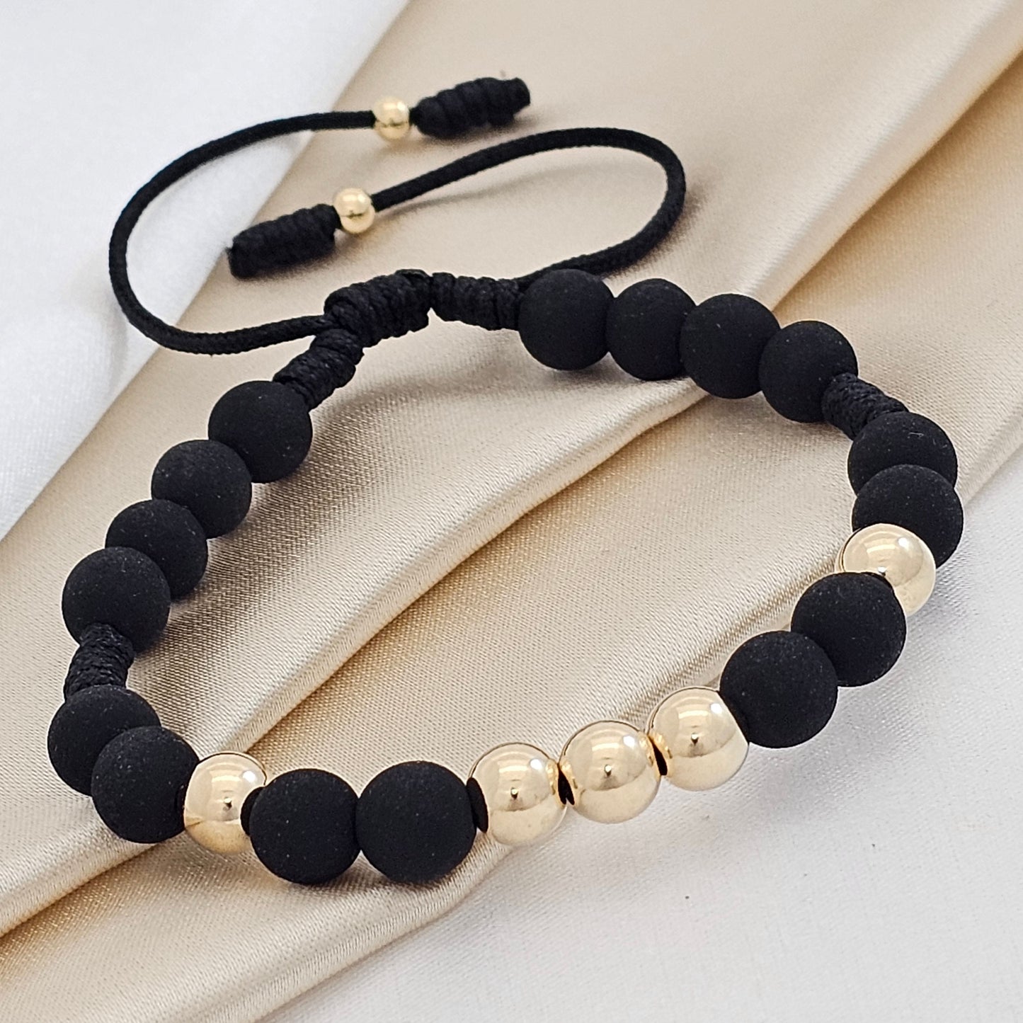 MJ PULSERA NEOPRENO LISO NEGRO GOLD # 7-PUNTAS # 4