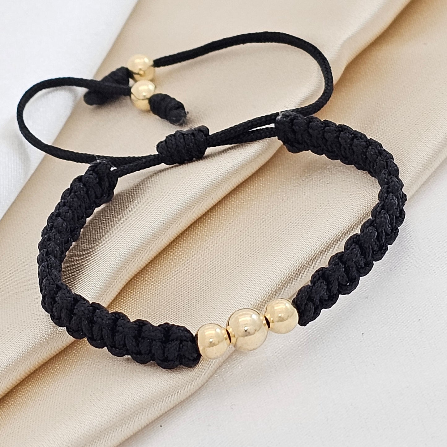 PULSERA GOLD MACRAME  # 6 #5 NEGRA