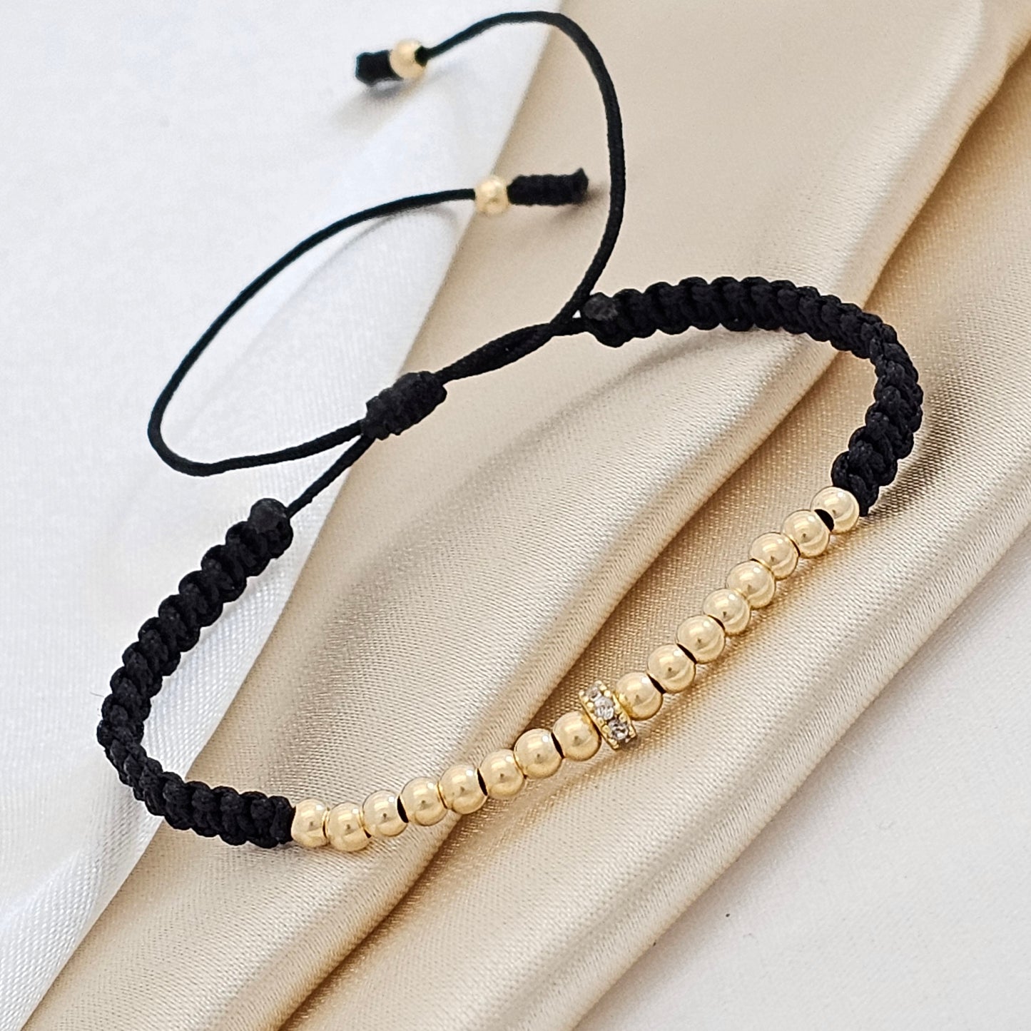 MJ PULSERA MACRAME GOLD # 3 Y CIRCONIA NEGRA