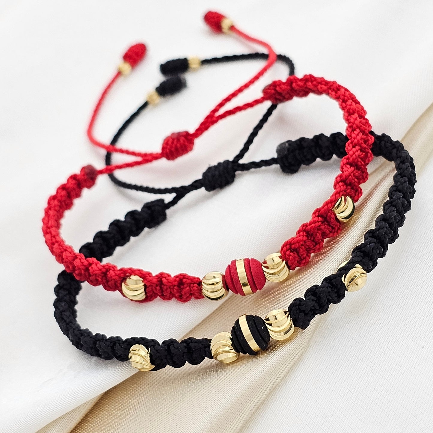 MJ PULSERA MACRAME GOLD DUO ITALIANO# 5 , # 3 NEGRA ROJA