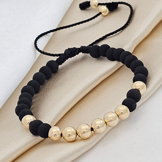 PULSERA GOLD # 6 NEOP LISO # 6 NEGRA