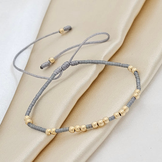 MJ PULSERA GOLD # 3 MIYUKI GRIS 19 BALINES