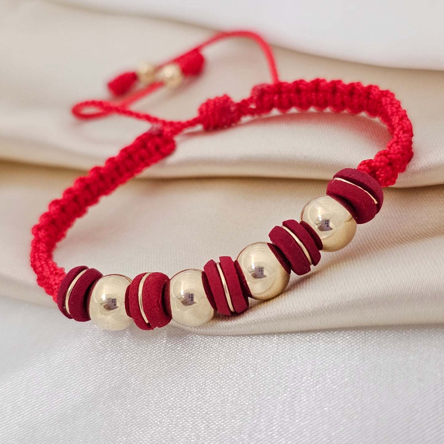 PULSERA MACRAME GOLD # 8 # 5 NEOP DONA ROJA