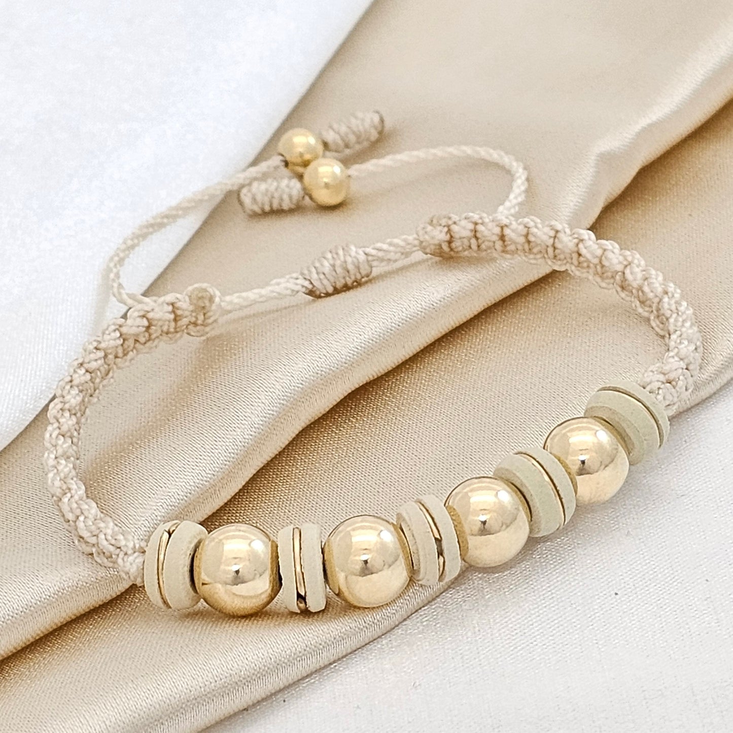 PULSERA MACRAME GOLD # 8 / 5 NEOP BONA BEIGE