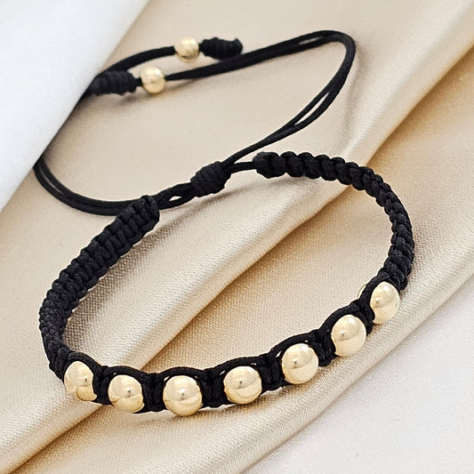 MJ PULSERA MACRAME GOLD # 5 NEGRA