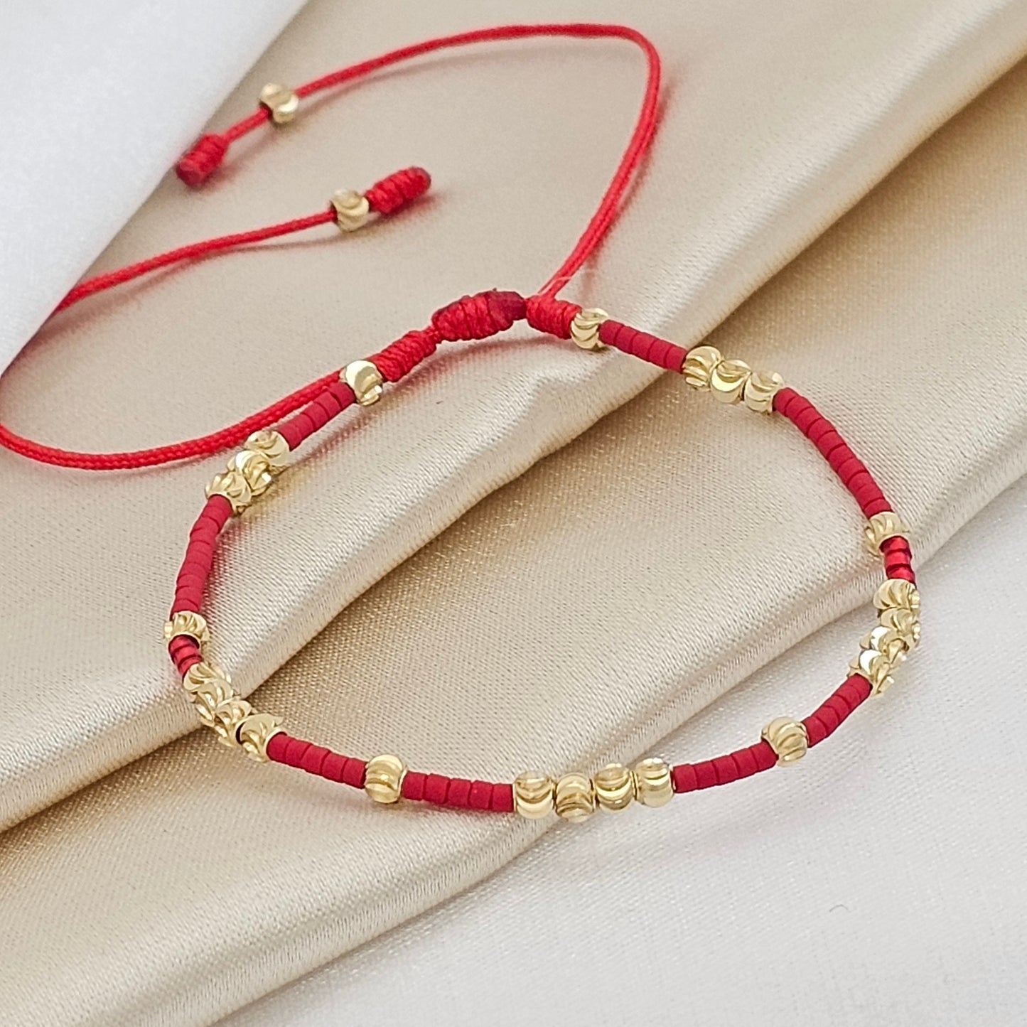 PULSERA GOLD  26 BALINES ITALIANO # 3 ROJA