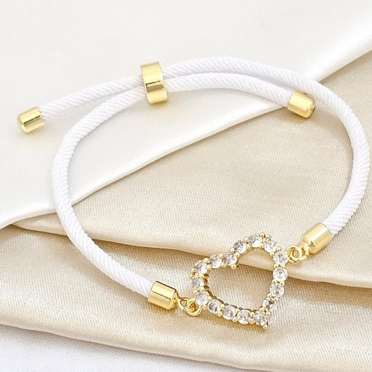 PULSERA BLANC AJUSTAB C/ HERRAJE CORAZON S/ RELLENO DOR