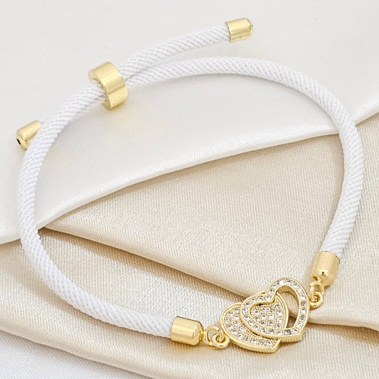 PULSERA BLANC AJUSTABLE C / HERRAJE DOBLE CORAZON