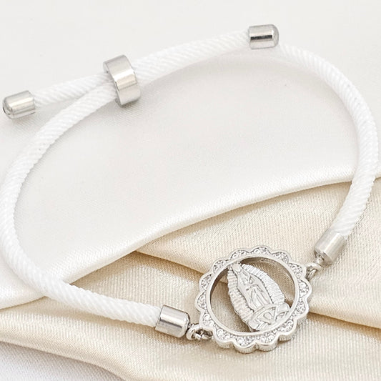 PULSERA BLANC AJUSTABLE C / HERRAJE VIRGEN PLATEADA