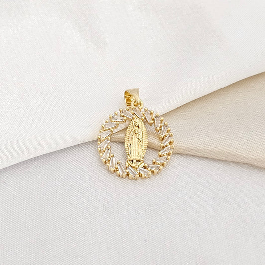 DIJE CIRCONES CON VIRGEN MARIA DORADO RF K4506