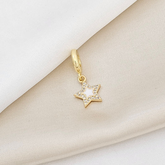 CHARM MINI ESTRELLA BLANCA CIRCONES DORADO RF K5366