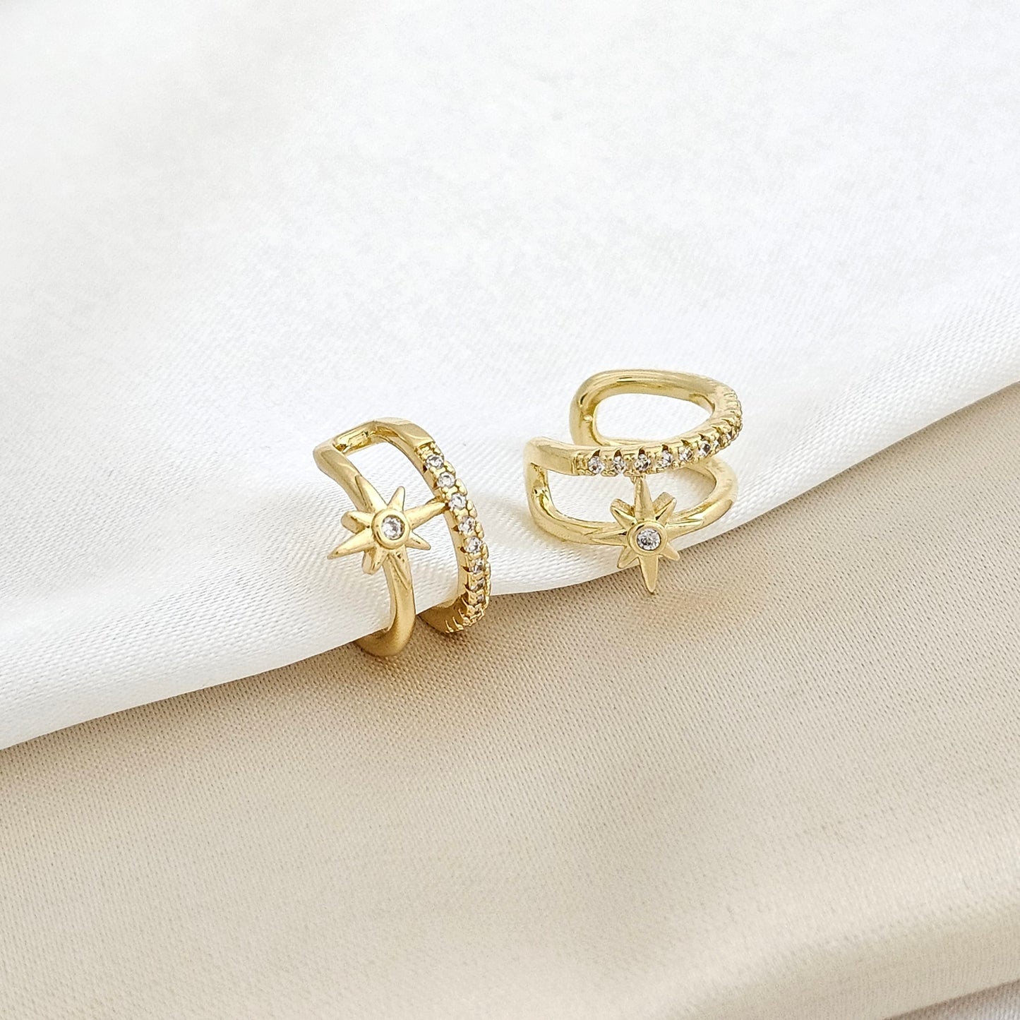 EARCUFF DOBLE CON ESTRELLA DORADO RF K3404