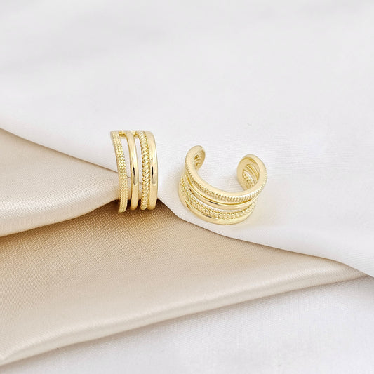 EARCUFF TRES LINEAS ELEGANTES DAMA DORADO RF K4040