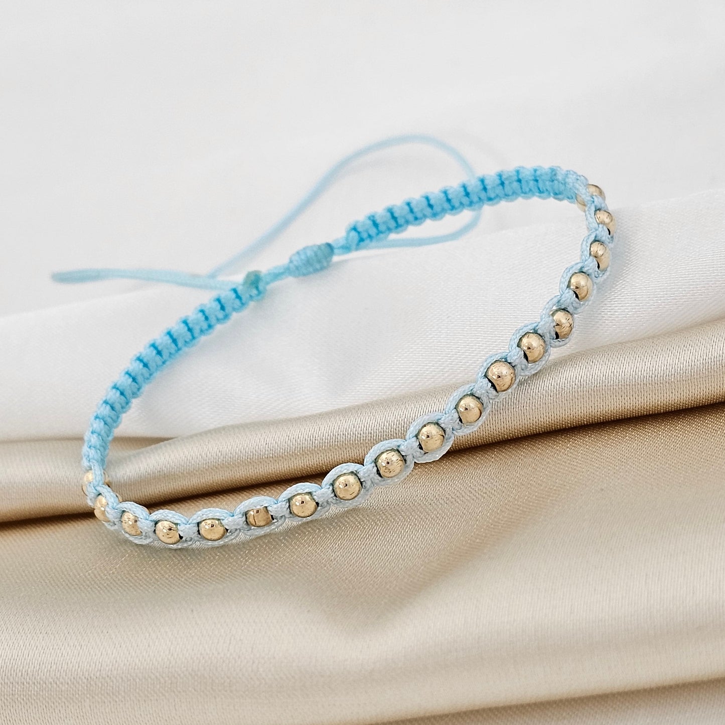 MJ PULSERA MACRAME GOLD #3 AZUL CLARO