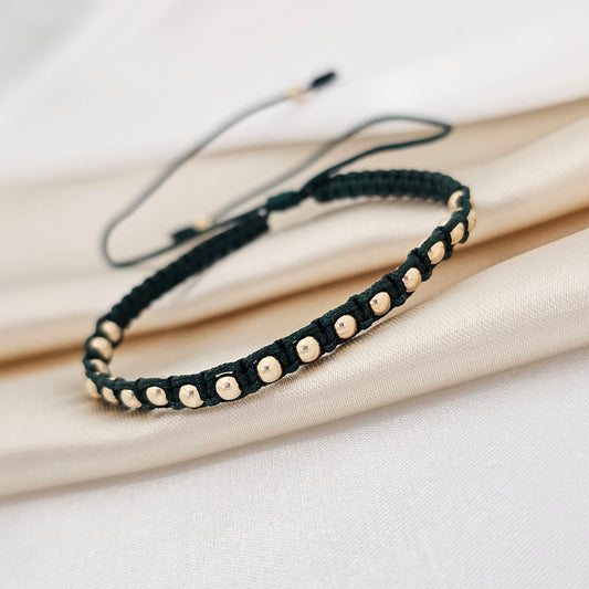 MJ PULSERA MACRAME GOLD # 3 VERDE MILITAR