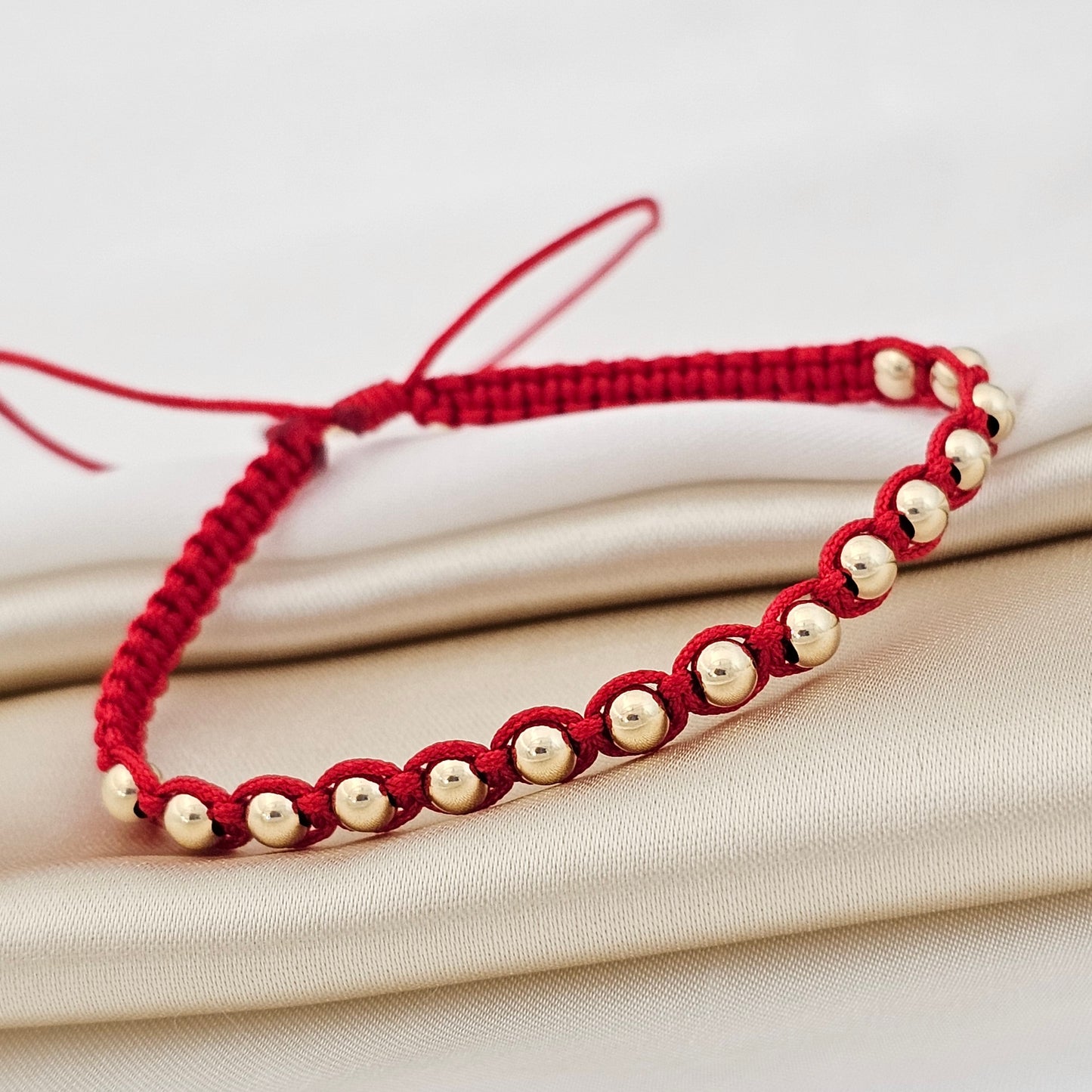 MJ PULSERA MACRAME GOLD # 4 ROJA