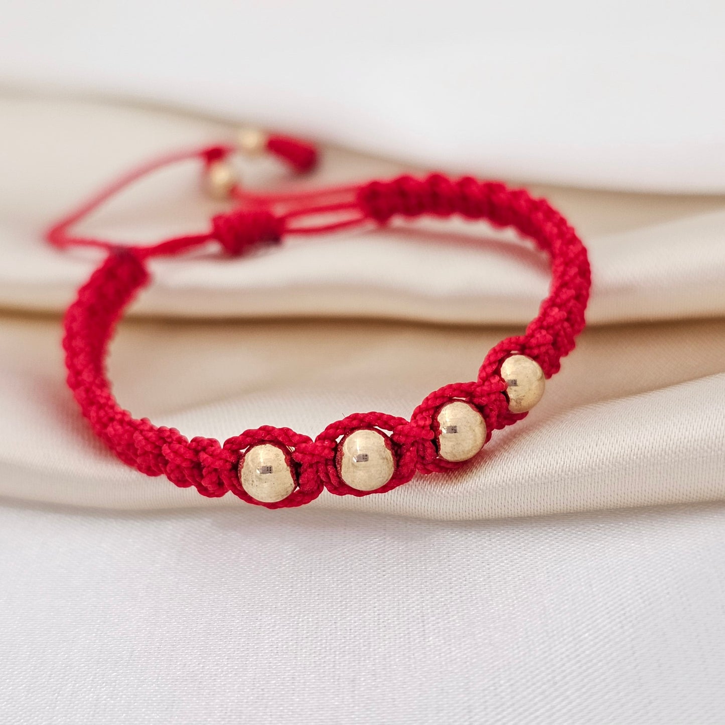 MJ PULSERA MACRAME GOLD # 5 ROJA