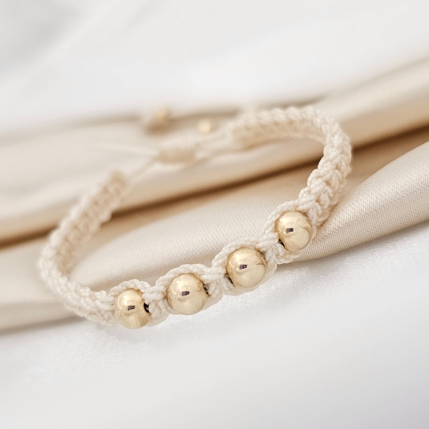 MJ PULSERA MACRAME GOLD #5 BEIGE