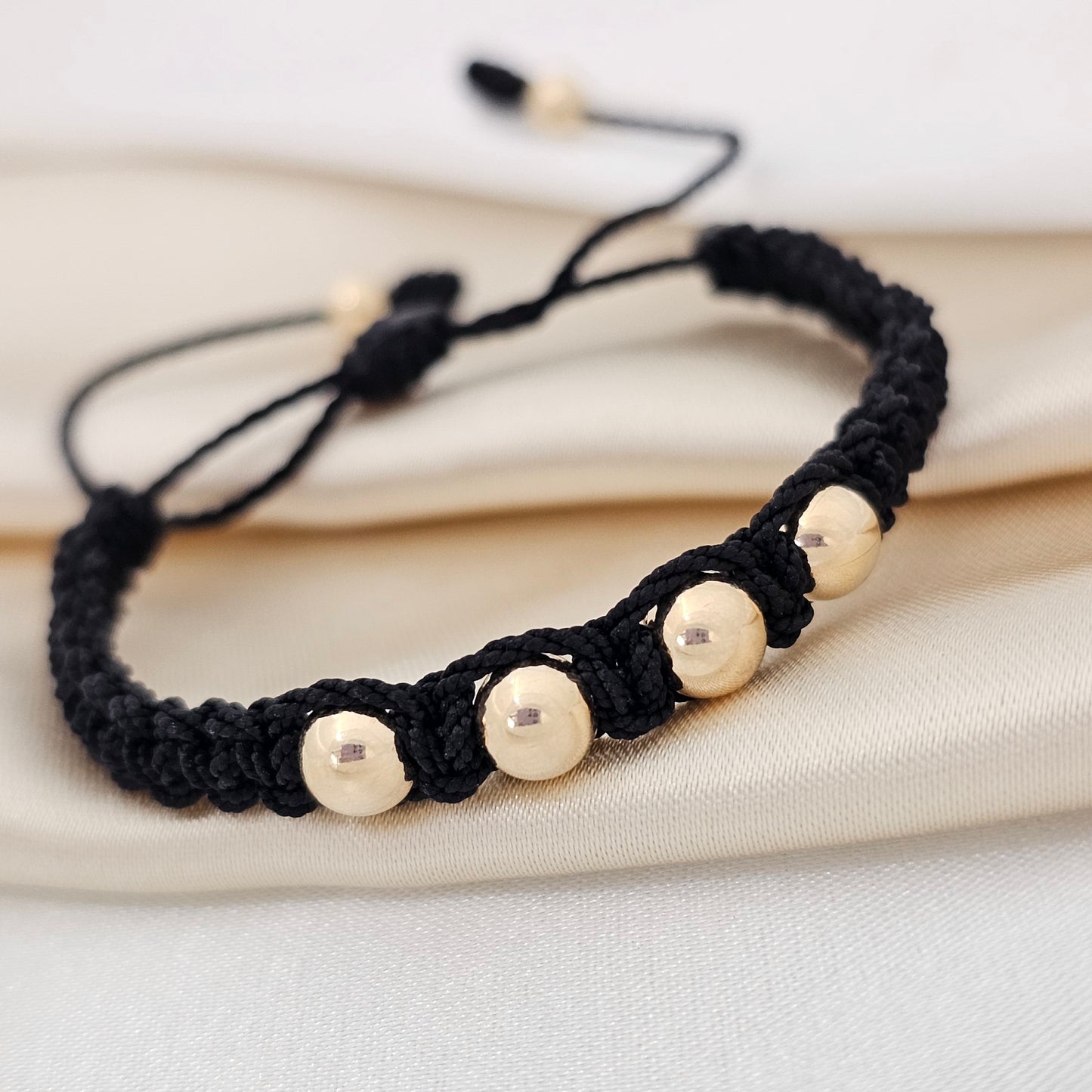 MJ PULSERA MACRAME GOLD # 6 NEGRA