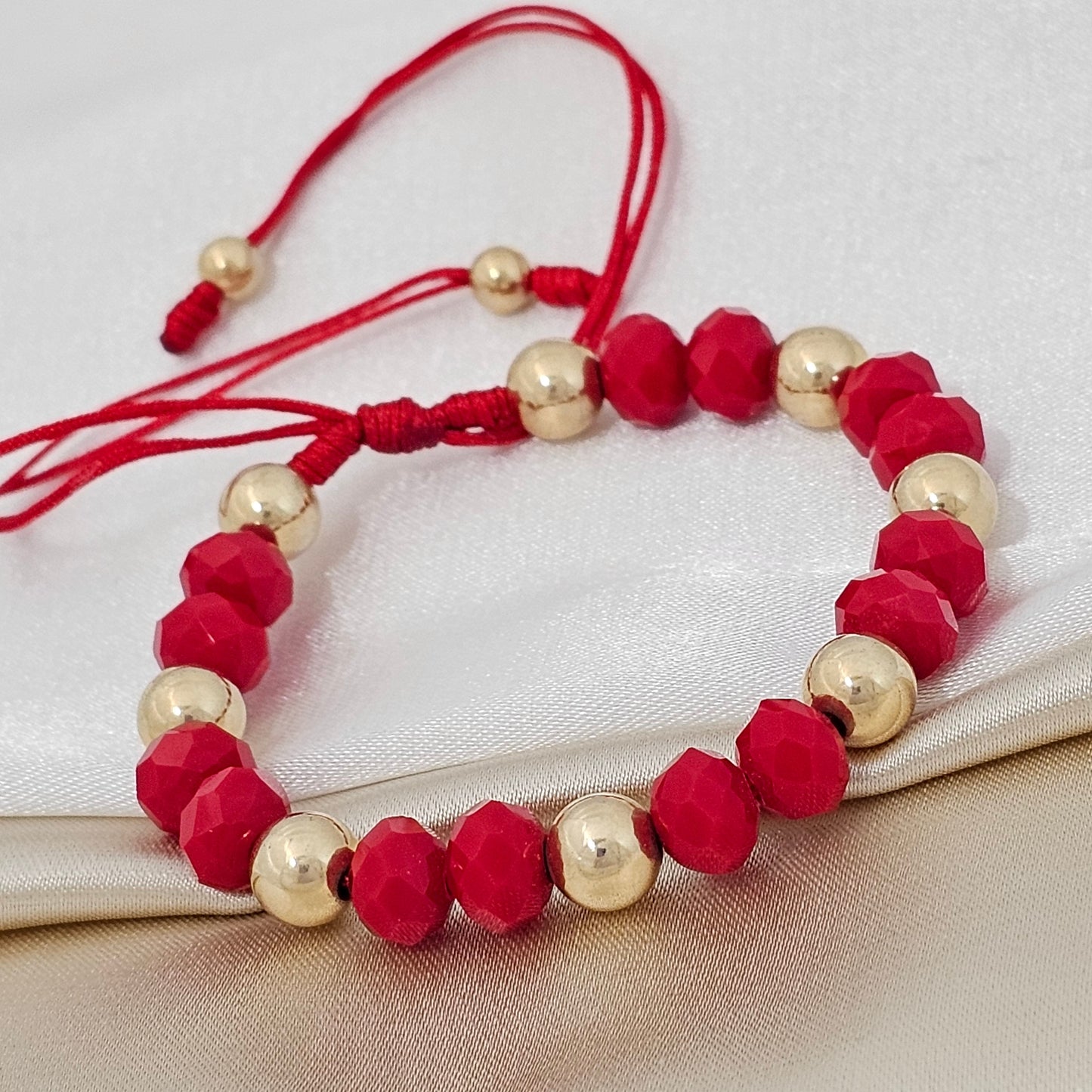 MJ PULSERA GOLD #7 RONDEL ROJA