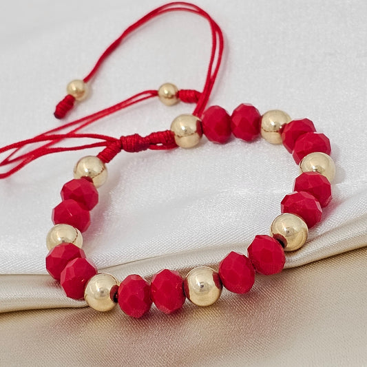 MJ PULSERA GOLD #7 RONDEL ROJA