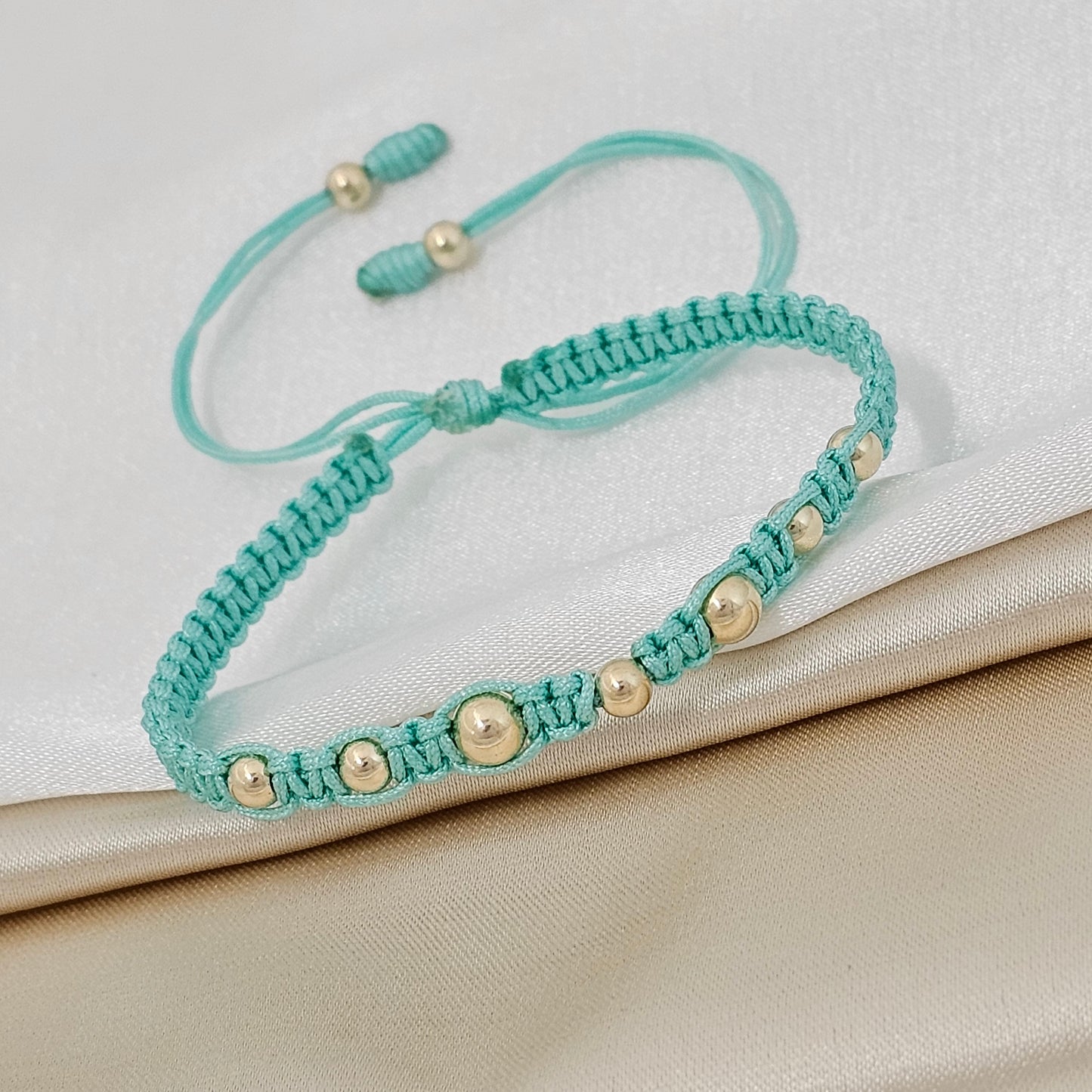 PULSERA GOLD MACRAME # 4 # 5 VERDE MENTA