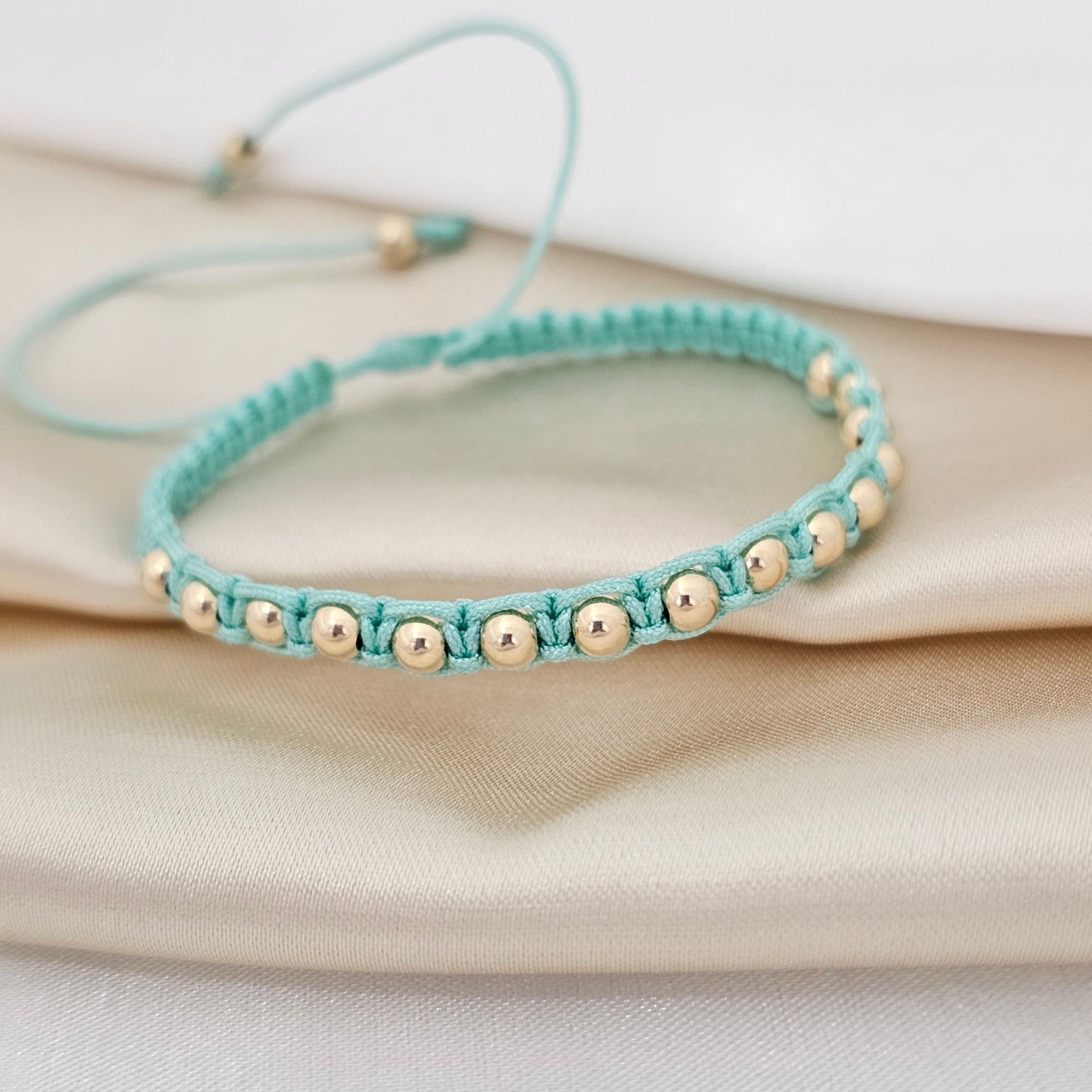 MJ PULSERA GOLD MACRAME # 4 VERDE MENTA